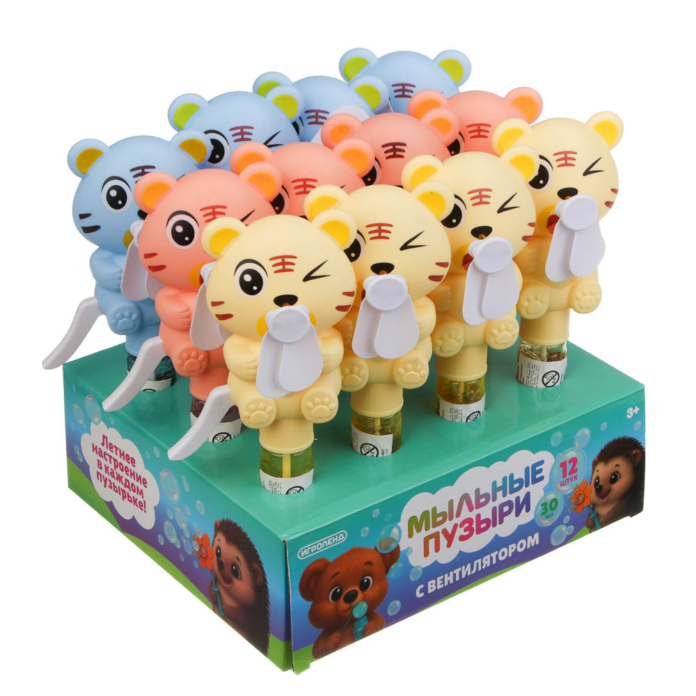 ИГРОЛЕНД Мыльные пузыри с вентилятором в виде животных, объем 30 мл, ABS, PVC, 21х10,5 см, 3 дизайна, арт.№ 460-007