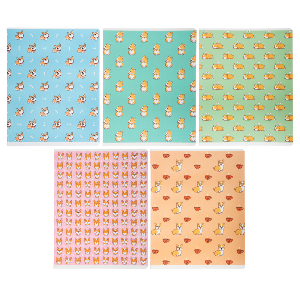 Тетрадь 48л. в кл. ПРЕМИУМ, офсет, обл.картон, скрепка, "Собачки", текстура, глянц.ламинация, 10893, арт.№ 578-059