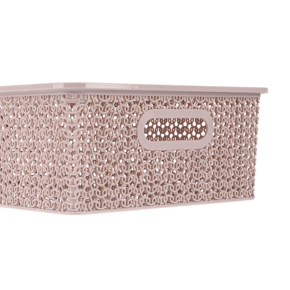Корзинка Вязь 7,5л 350х245х105мм с крышкой, розовый нюд, арт.№ 457-843