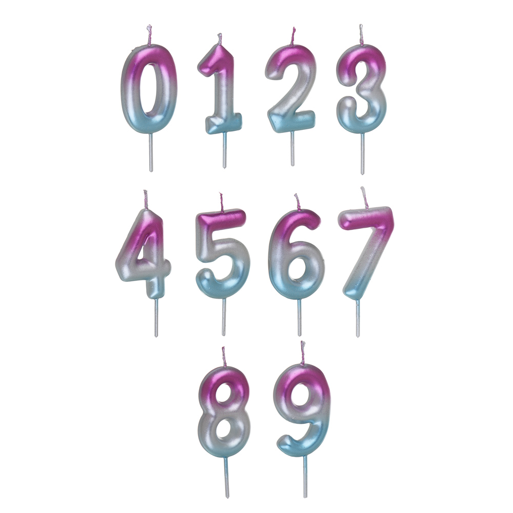Свеча для торта - цифра тм Fntastic, градиент (0-9), 11 см, арт 2, арт.№ 506-034