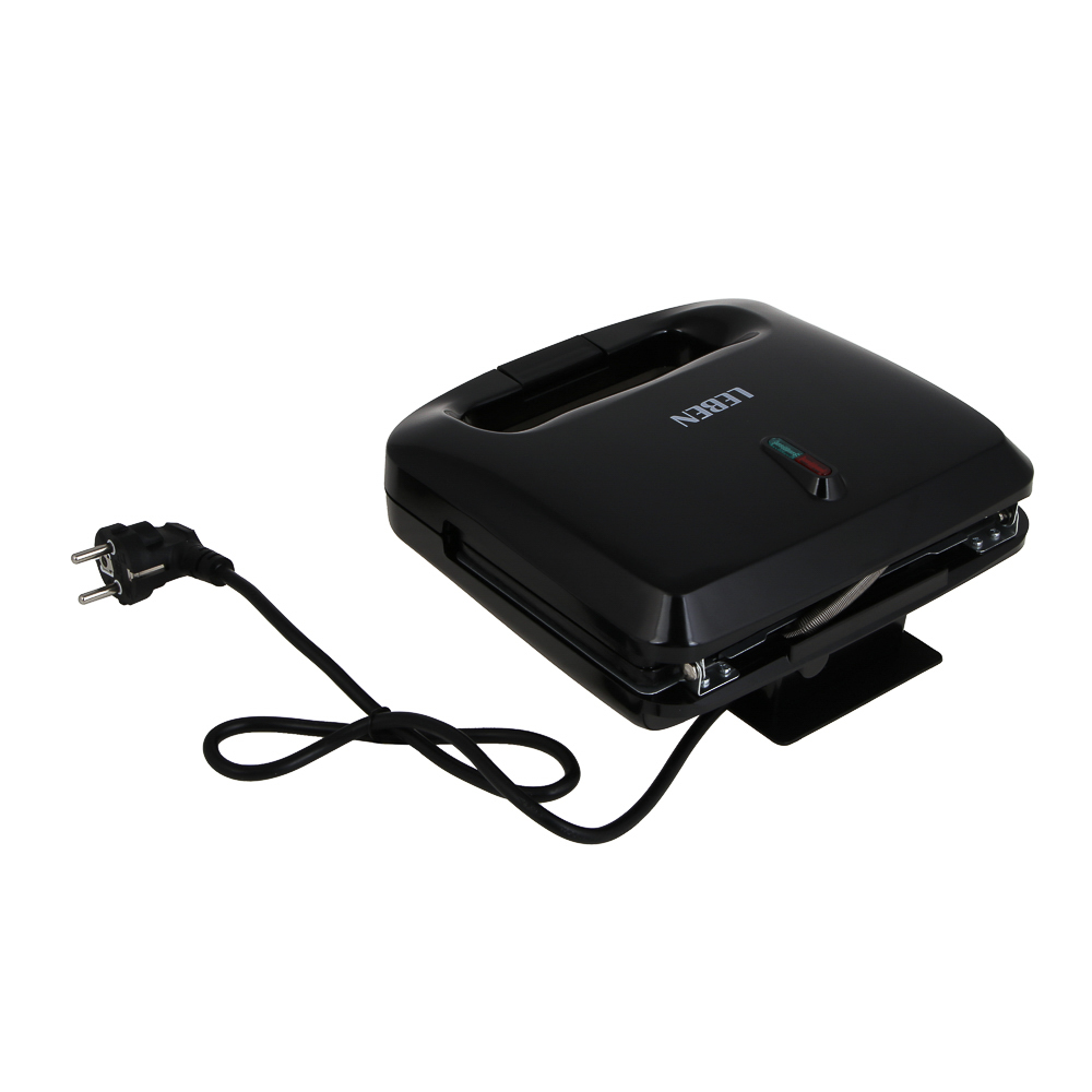 LEBEN Мультипекарь 3-в-1, 1000 Вт, 3 съёмных панели (орешки, венские вафли, гриль), арт.№ 271-033