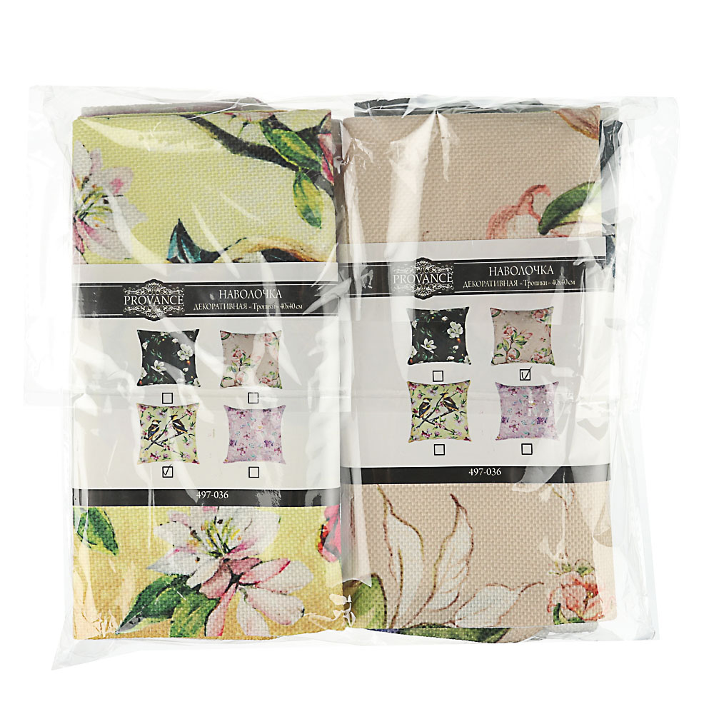PROVANCE Наволочка декоративная 40х40см, 100% полиэстер, "Тропики", 4 дизайна, арт.№ 497-036