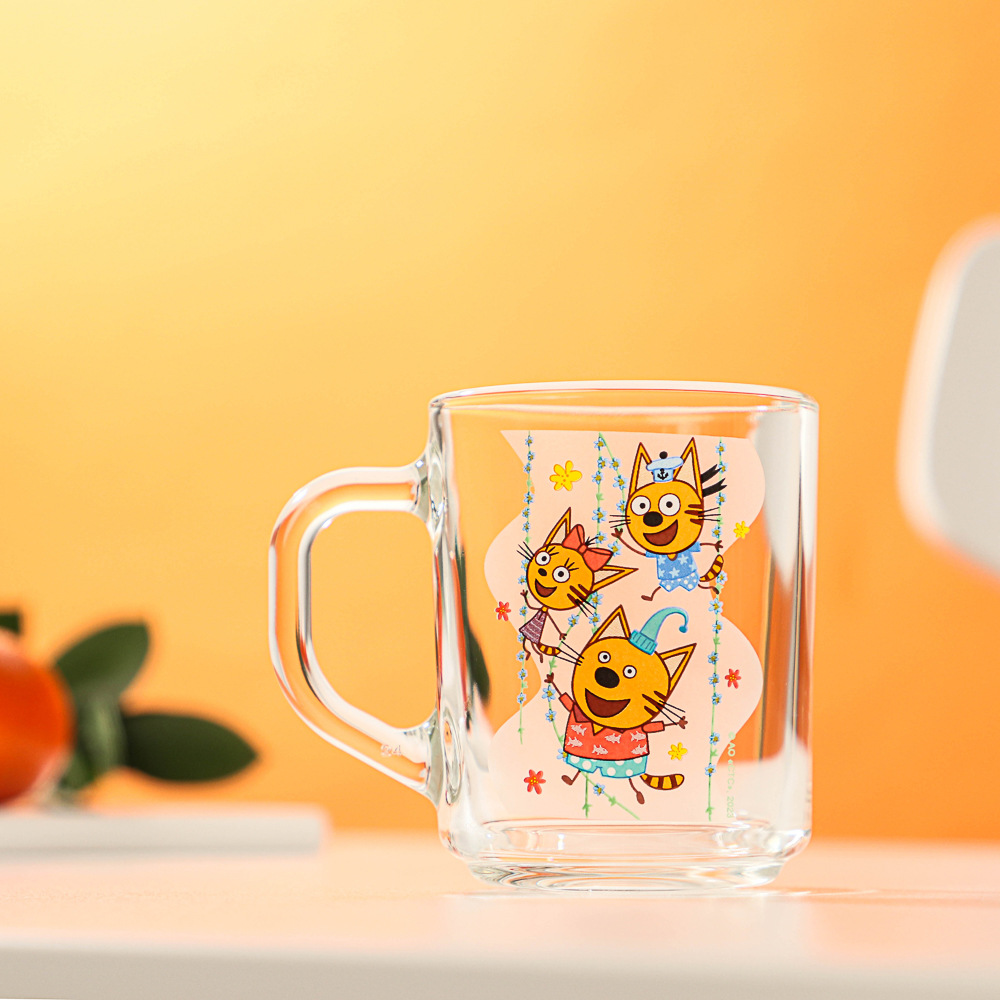 Кружка "Три кота, цветы" 230мл стекло, арт.№ 829-001