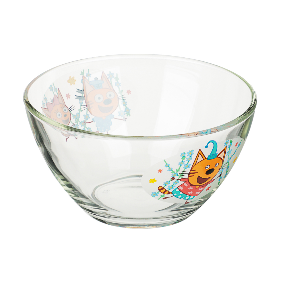 Салатник "Три кота, цветы" 13см, стекло, арт.№ 829-002