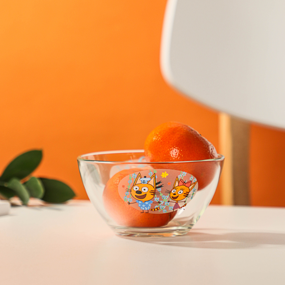 Салатник "Три кота, цветы" 13см, стекло, арт.№ 829-002