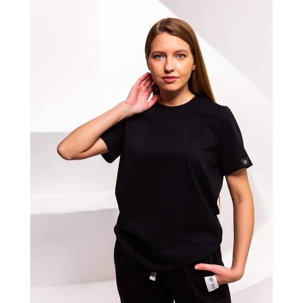 BY Basic Футболка женская, хлопок, цвет черный, размер M, арт.№ 833-064