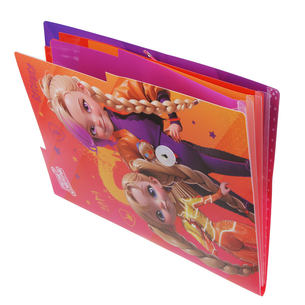 Папка д/тетрадей BY Русские Супергерои "Девочки Джуниор" 31,8x23см, д/A4, 4отд., резинка, пл.0,6мм, арт.№ 801-007