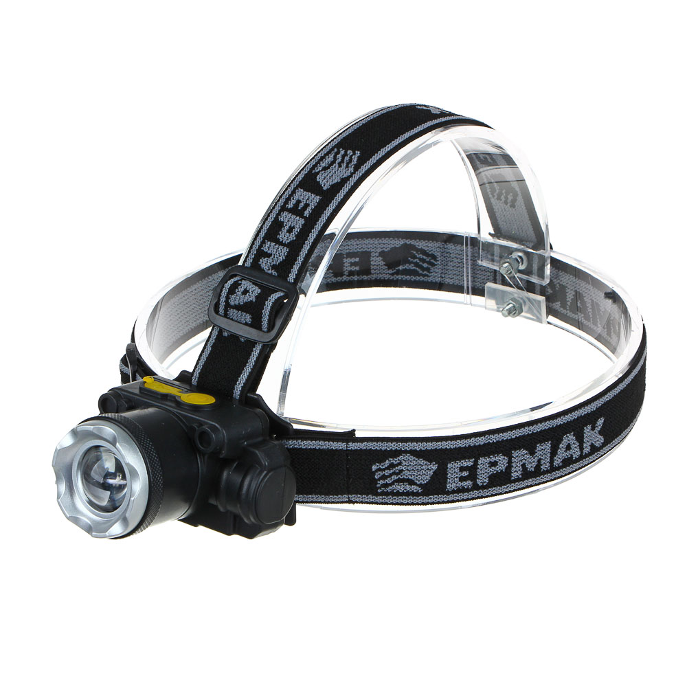 Фонарик налобный тм ЕРМАК, XPE, 5 Вт, 73х35х64 см, 4 режима, 1500мАч, USВ кабель, пластик, арт.№ 221-017