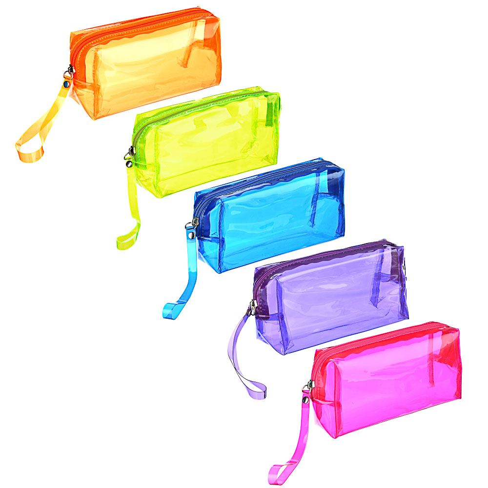 Косметичка прозрачная тм ЮL, ПВХ, 17х9х5,5см, 4-6 цветов, арт.№ 327-227