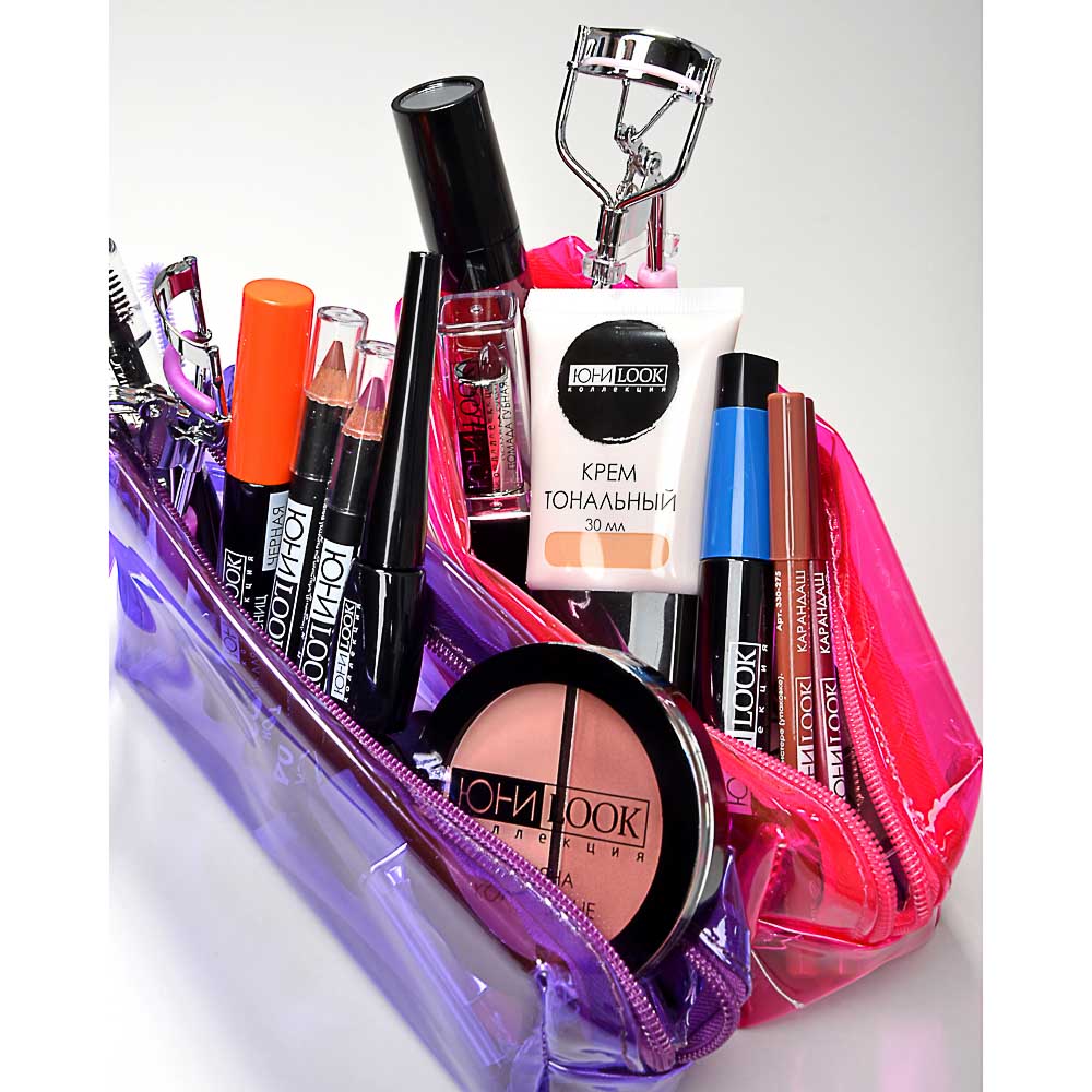 Косметичка прозрачная тм ЮL, ПВХ, 17х9х5,5см, 4-6 цветов, арт.№ 327-227