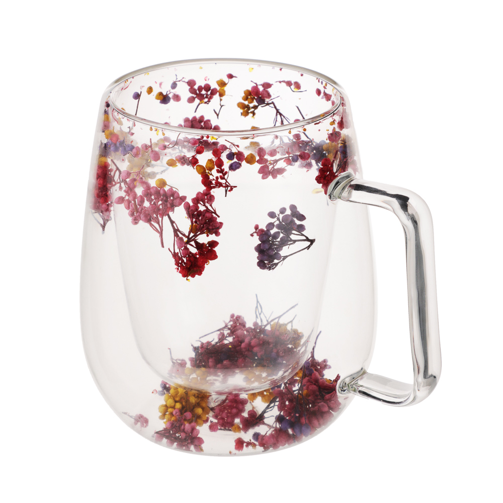 SATOSHI Кружка с двойными стенками Сирень, 300мл, стекло, арт.№ 806-938