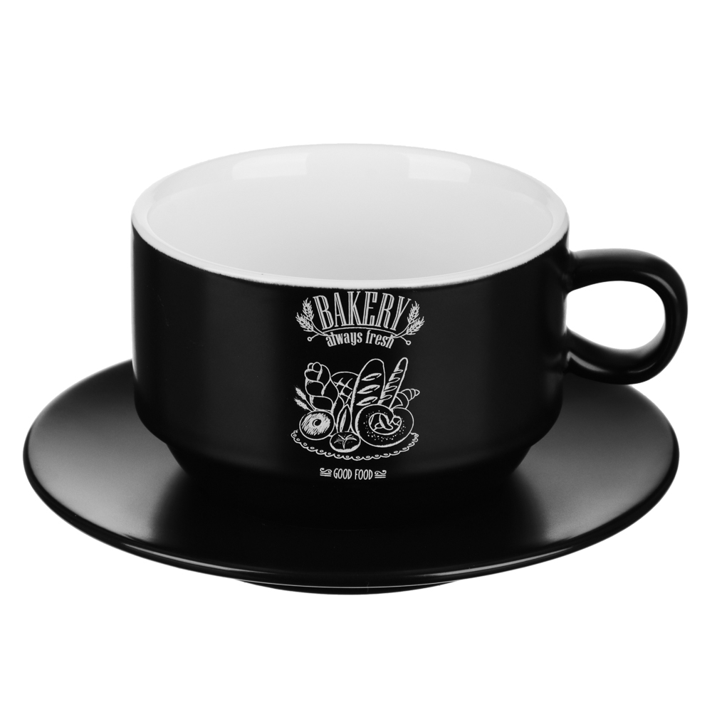 MILLIMI Бейкери Набор чайный 7 пр. на метал. подст, 16х16х24,5см, чаш. 260мл, блюд. 15см, керамика, арт.№ 824-508