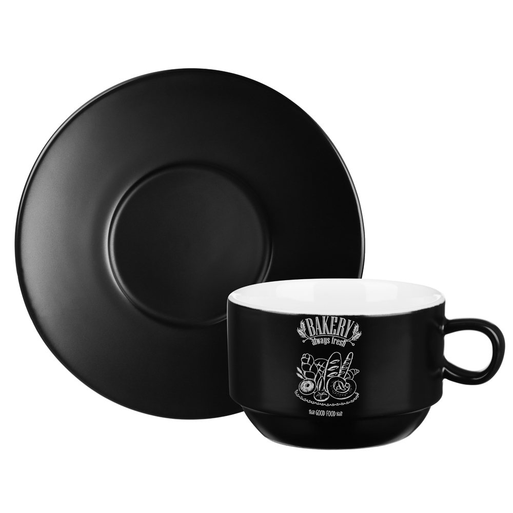 MILLIMI Бейкери Набор чайный 7 пр. на метал. подст, 16х16х24,5см, чаш. 260мл, блюд. 15см, керамика, арт.№ 824-508