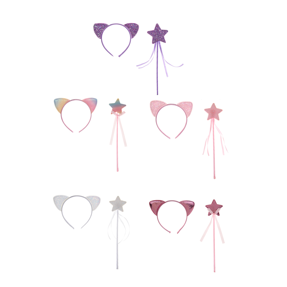 Набор 2 предмета (ободок и волшебная палочка), полиэстер, пластик, 5 дизайнов, арт.№ 585-063