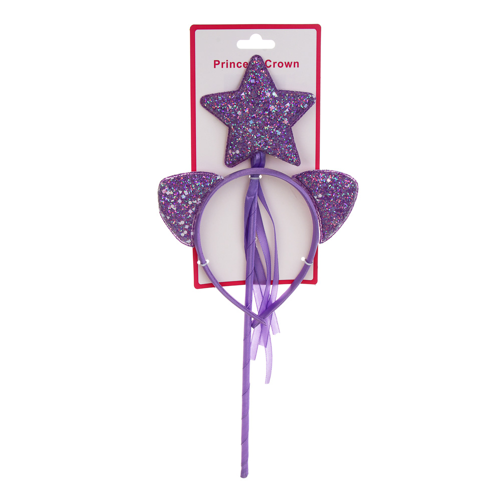 Набор 2 предмета (ободок и волшебная палочка), полиэстер, пластик, 5 дизайнов, арт.№ 585-063