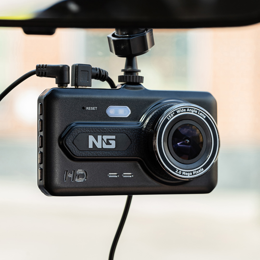 NG Видеорегистратор Full HD с 2 камерами, 150гр, дисплей 4", Micro-SD, 12/24 В 3.4М, пластик, арт.№ 717-009