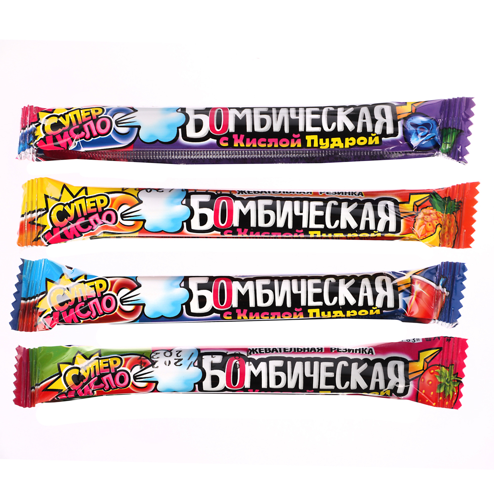 Жевательная резинка с кислой пудрой "Бомбическая" ассорти 10гр, арт.№ 347-376