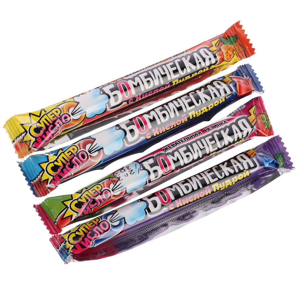 Жевательная резинка с кислой пудрой "Бомбическая" ассорти 10гр, арт.№ 347-376