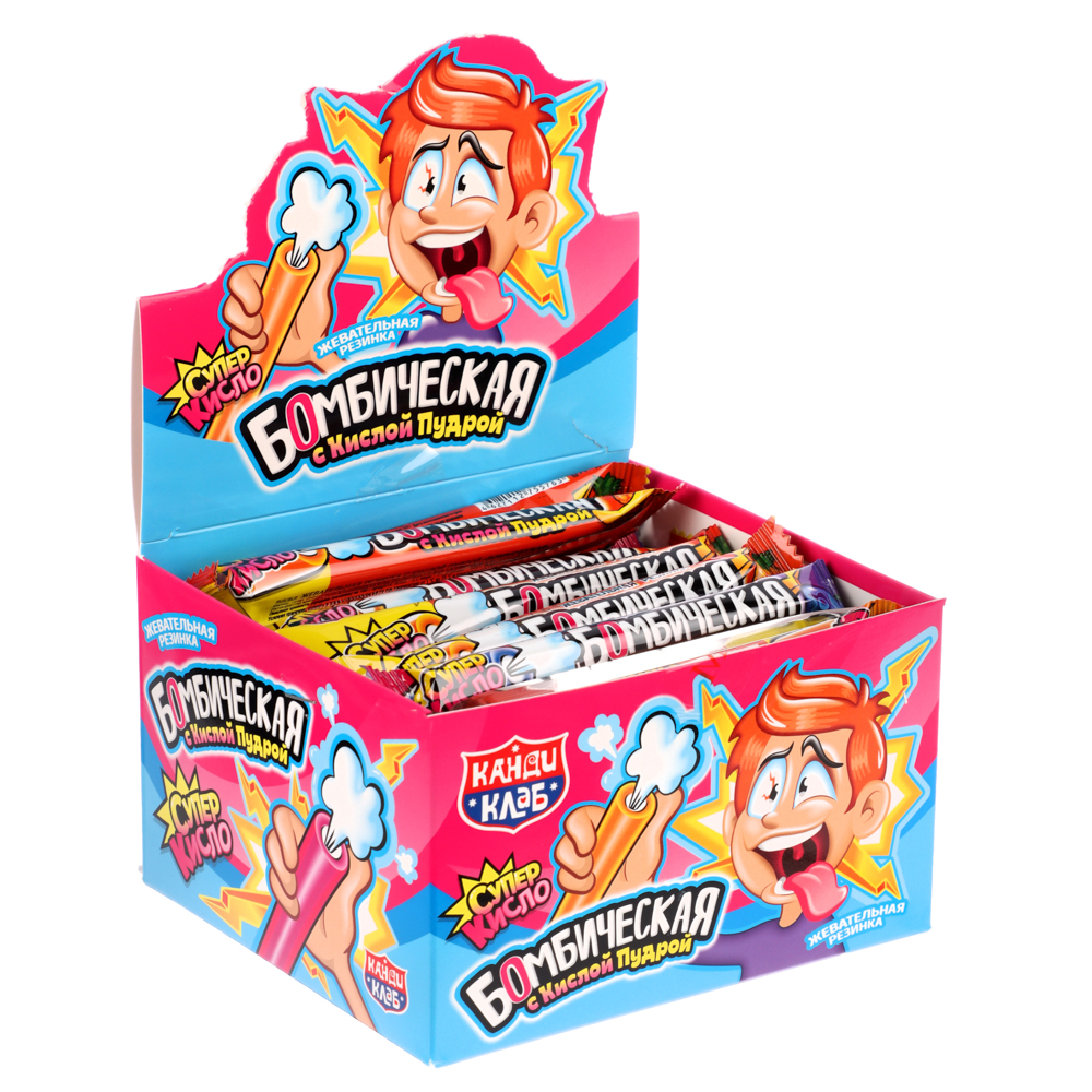 Жевательная резинка с кислой пудрой "Бомбическая" ассорти 10гр, арт.№ 347-376