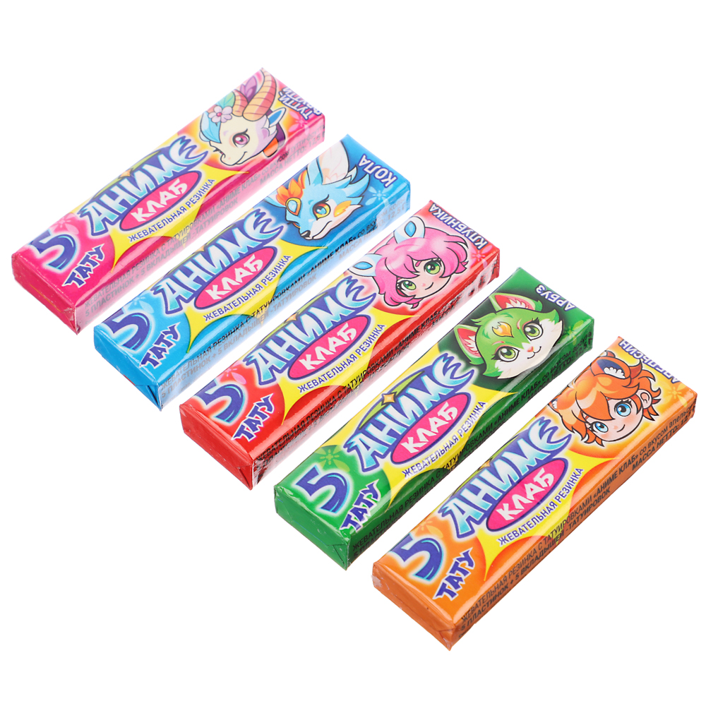 Жевательная резинка в пластинках с татуировками "Аниме Клаб" ассорти 12,5гр, арт.№ 347-377