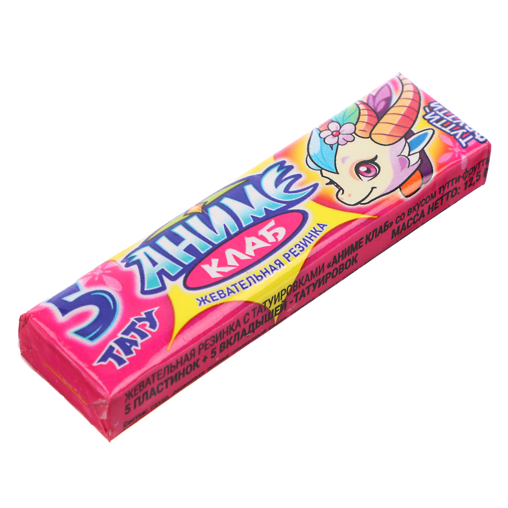 Жевательная резинка в пластинках с татуировками "Аниме Клаб" ассорти 12,5гр, арт.№ 347-377