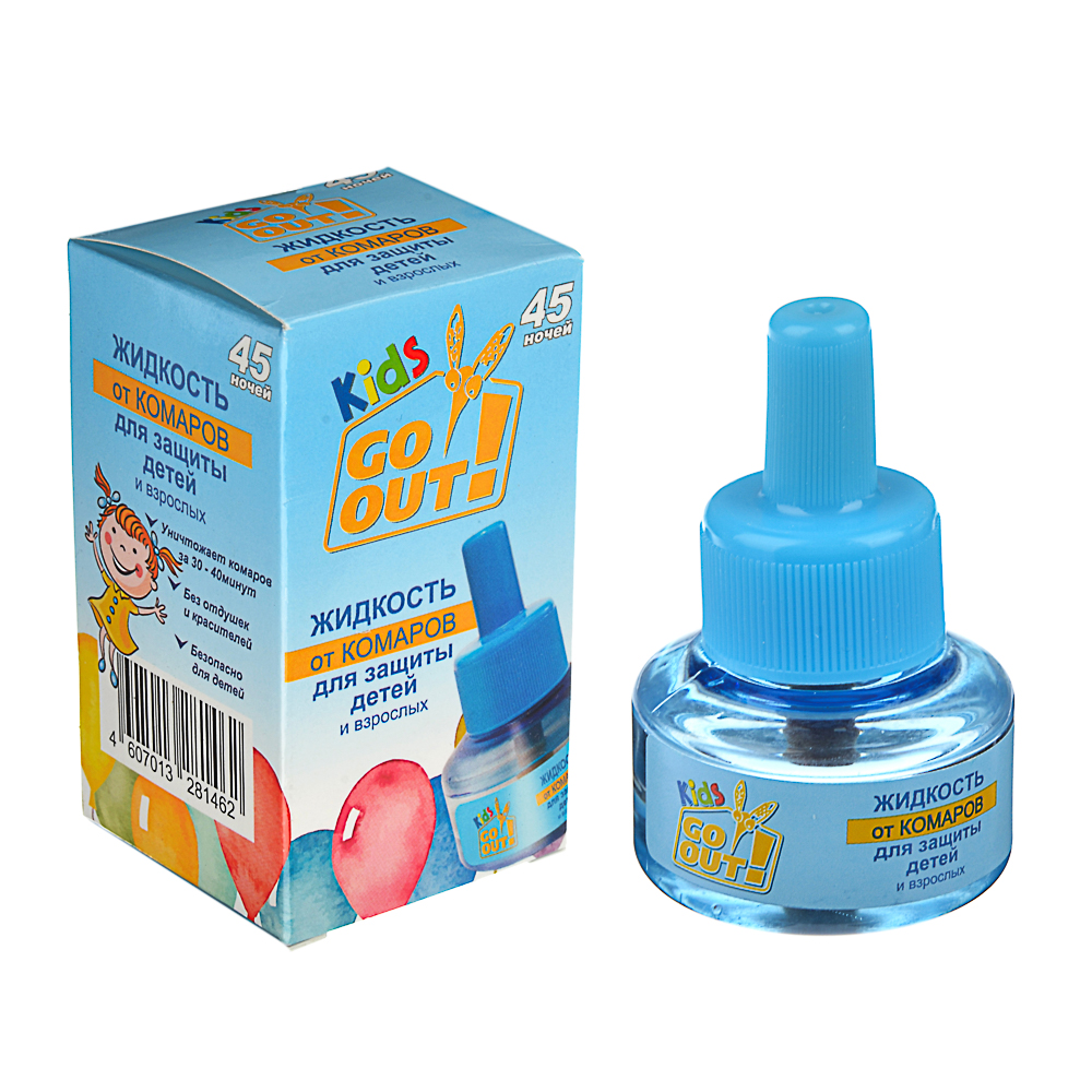 Жидкость от комаров GO OUT детская 45 ночей, 30мл, без запаха, арт.№ 962-001