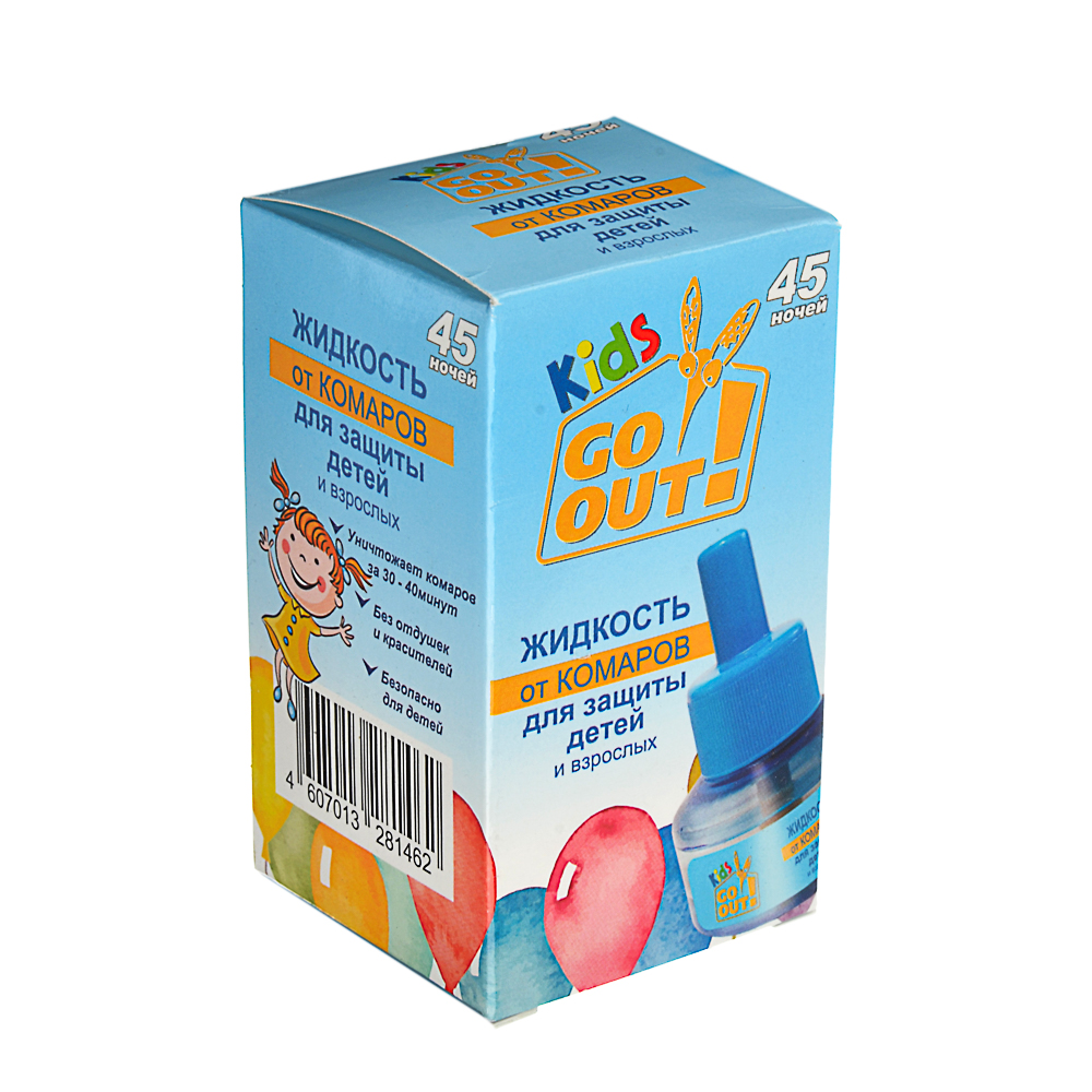 Жидкость от комаров GO OUT детская 45 ночей, 30мл, без запаха, арт.№ 962-001