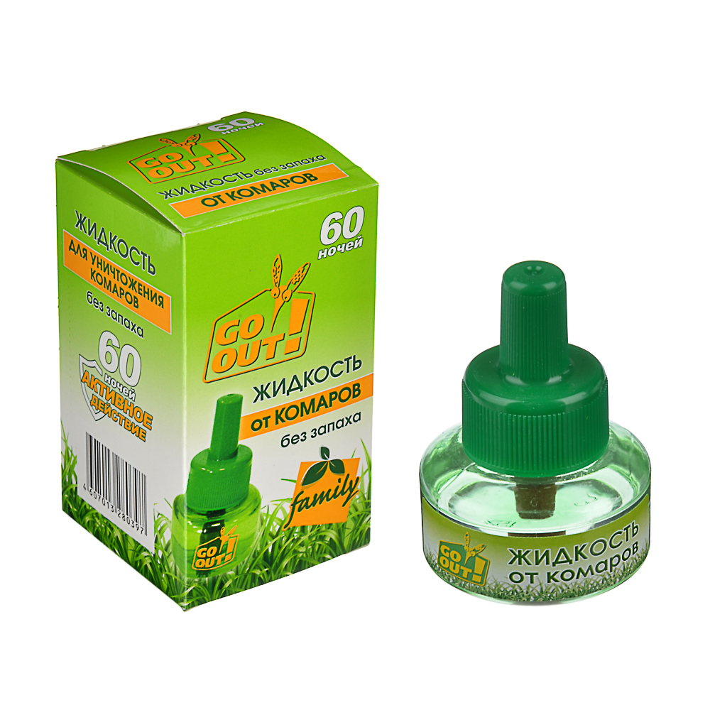 Жидкость от комаров GO OUT, 60 ночей, 30мл, без запаха, арт.№ 159-072