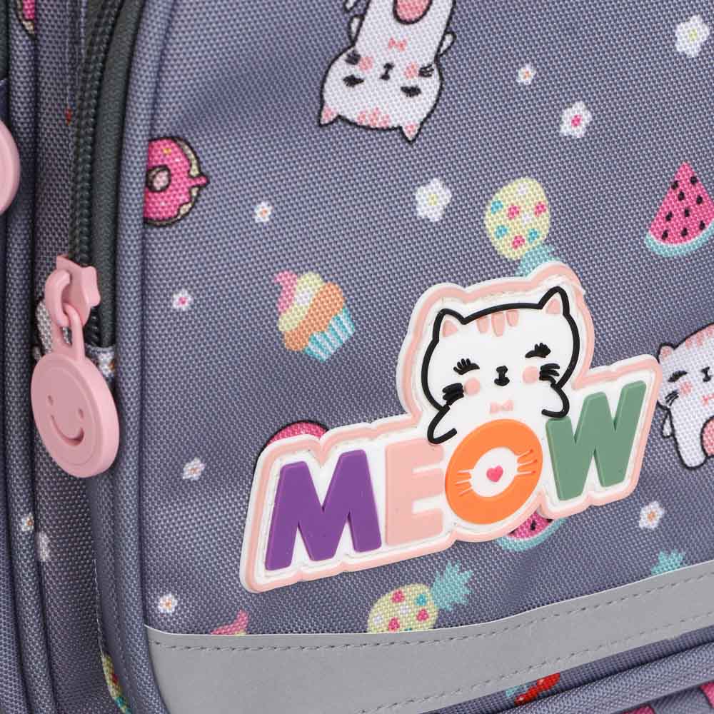 Рюкзак школьный с пеналом 38х28х15 "Котики" 1отд., 3 перед, 2 бок.карм., эрг.спинка, упл.лямки, арт.№ 524-301