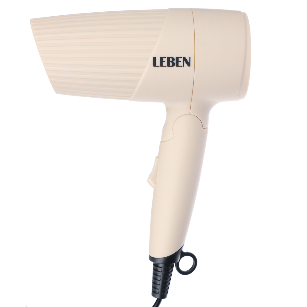 LEBEN Фен складной, 1200 Вт, 2 скорости, корпус софт тач, бежевый, арт.№ 259-222
