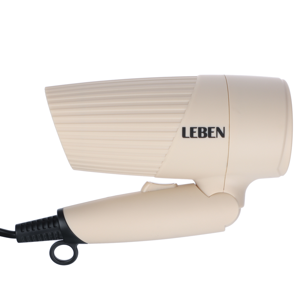 LEBEN Фен складной, 1200 Вт, 2 скорости, корпус софт тач, бежевый, арт.№ 259-222