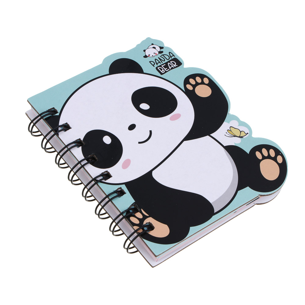 Записная книжка фигурная, обложка картон на спирали, 10х12см, 57 л., 3 дизайна, Панды, арт.№ 574-084