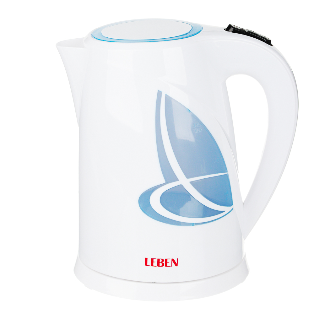 LEBEN Чайник электрический 1,8л, 1850Вт, скрытый нагр.элемент, пластик, LED подсветка, арт.№ 475-124