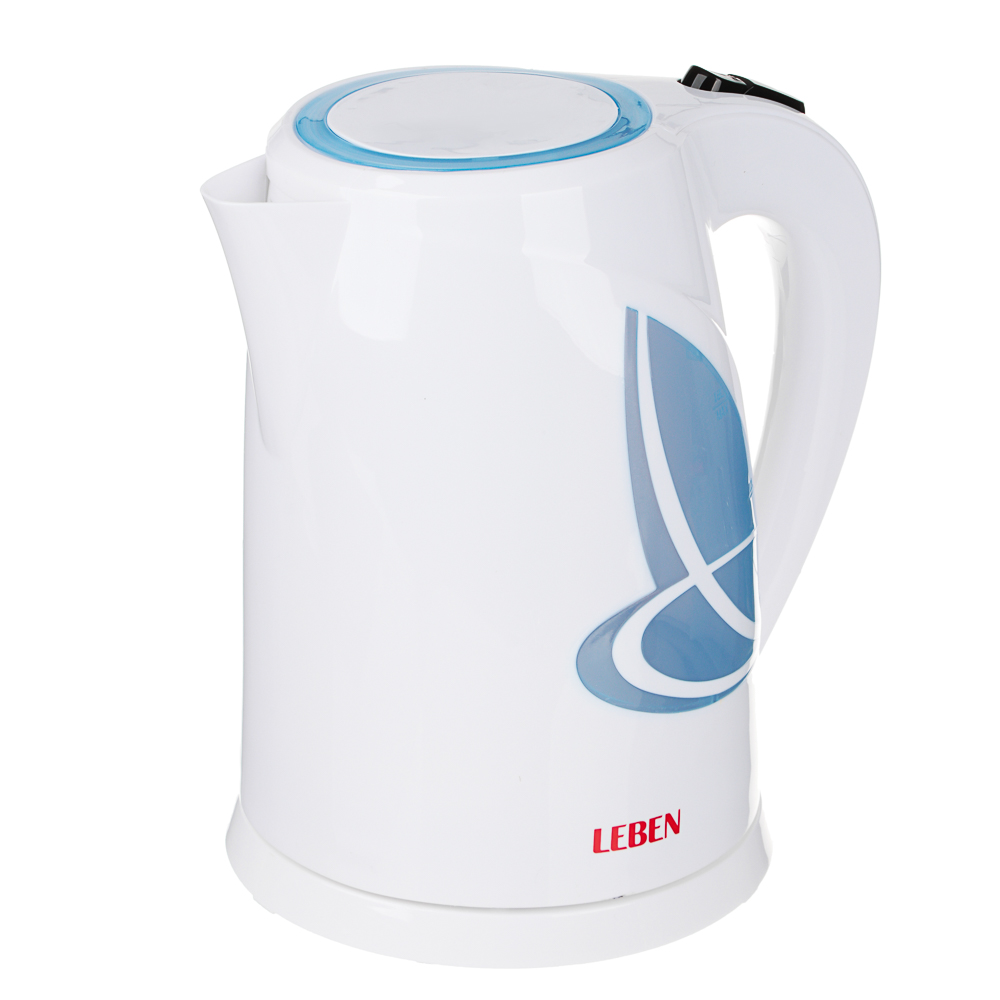LEBEN Чайник электрический 1,8л, 1850Вт, скрытый нагр.элемент, пластик, LED подсветка, арт.№ 475-124