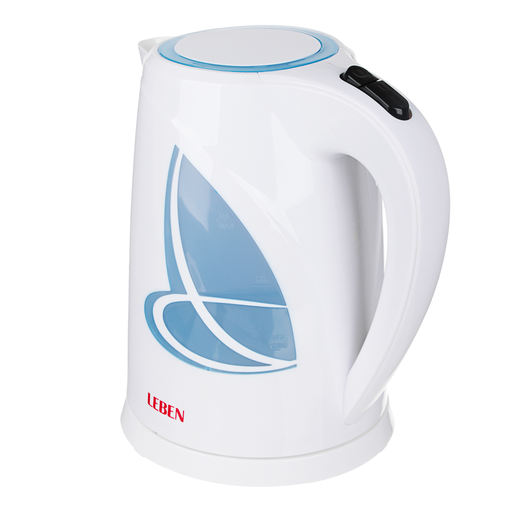 LEBEN Чайник электрический 1,8л, 1850Вт, скрытый нагр.элемент, пластик, LED подсветка, арт.№ 475-124