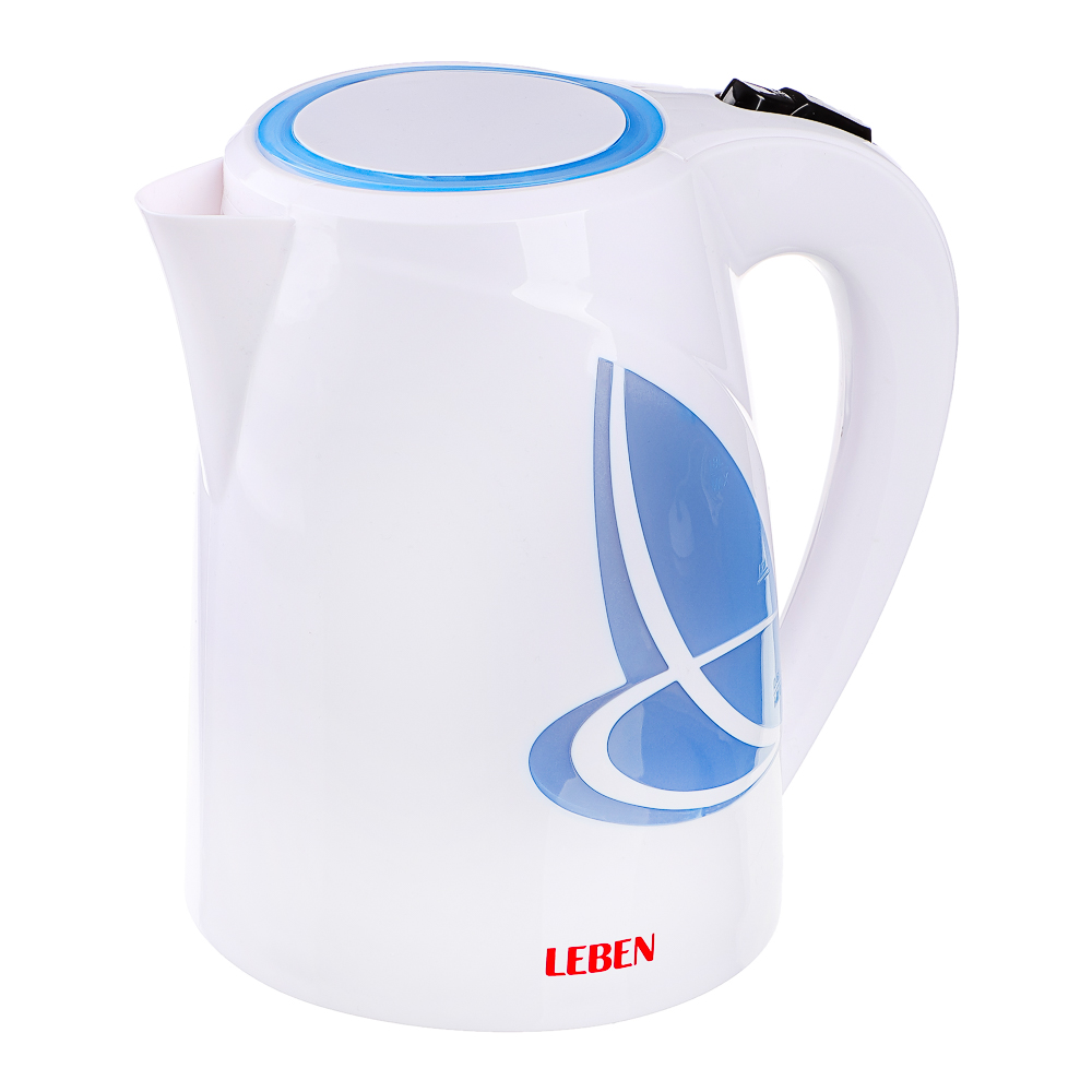 LEBEN Чайник электрический 1,8л, 1850Вт, скрытый нагр.элемент, пластик, LED подсветка, арт.№ 475-124