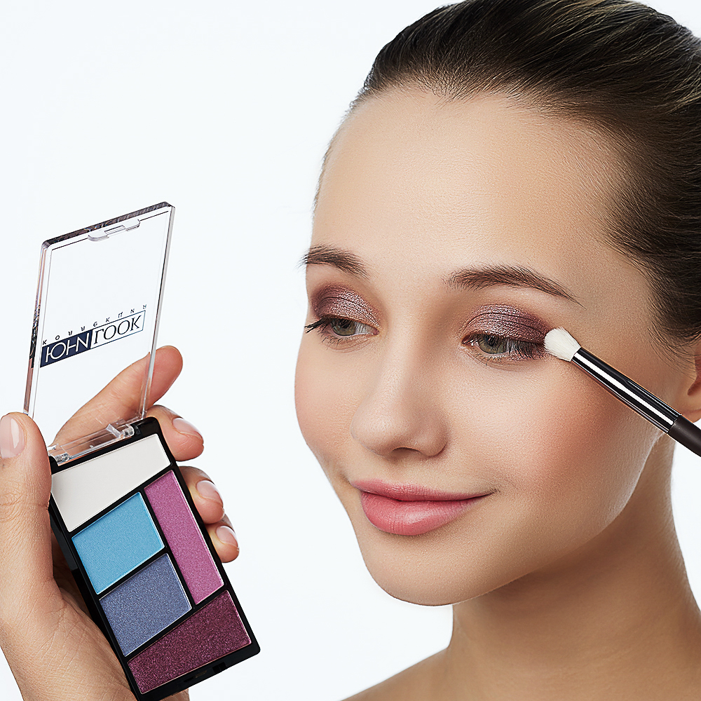 ЮНИLOOK Кисть для нанесения и растушевки теней, натуральный ворс, дерево, металл 15,7см, арт.№ 357-276