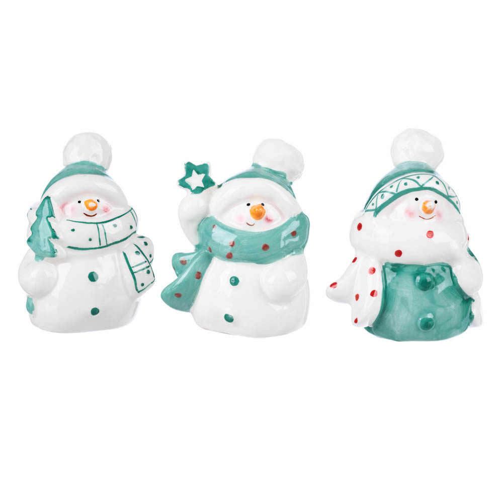 СНОУ БУМ Сувенир снеговичок, доломит, бирюза, 6х5,5х8см, 3 дизайна, арт.№ 396-678