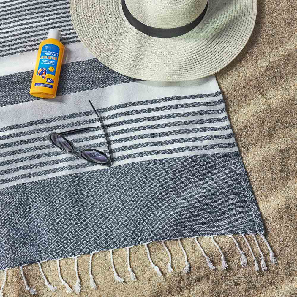 PROVANCE Саммер Покрывало для отдыха 170х180см, 75% хлопок 25% полиэстер, серый, арт.№ 496-005