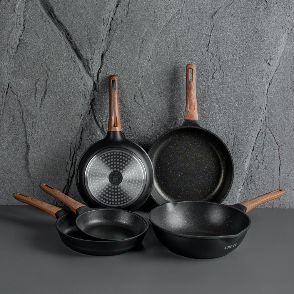 SATOSHI Карнуа Сковорода литая d28см, антипригарное покрытие Мрамор, индукция, арт.№ 846-562