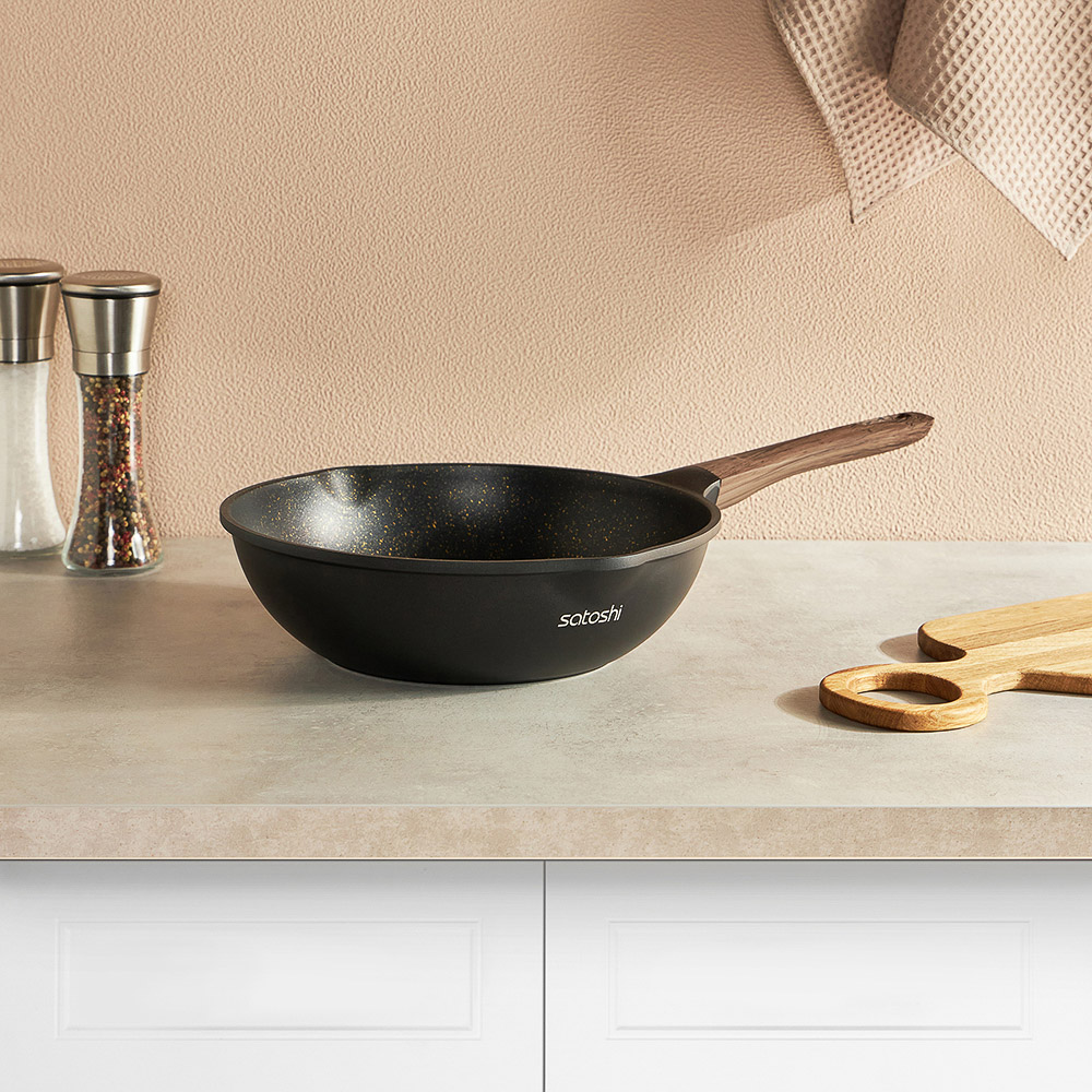 SATOSHI Карнуа Сотейник литой d28см, антипригарное покрытие Мрамор, индукция, арт.№ 846-563