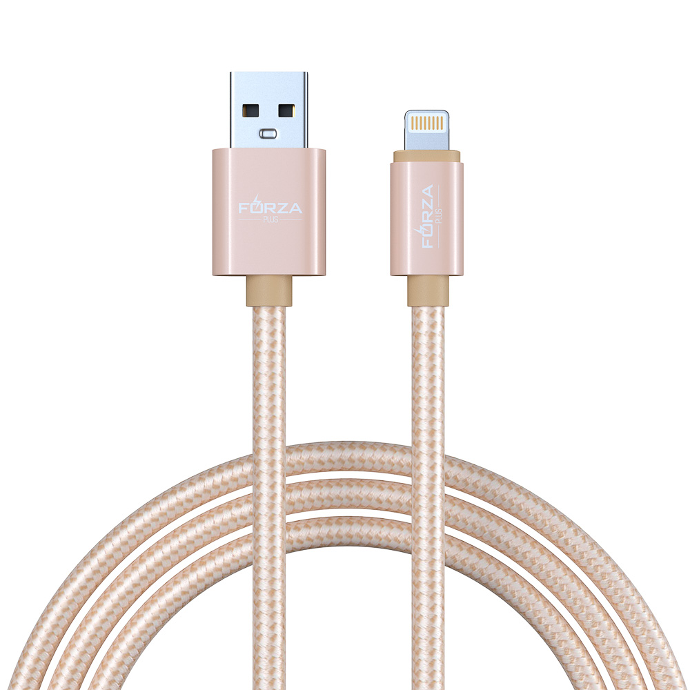 Кабель для зарядки USB(A)-iP FORZA Флоренция, 1.5м, 1.5А, тканевая оплётка, 3 цвета, пакет, арт.№ 916-030