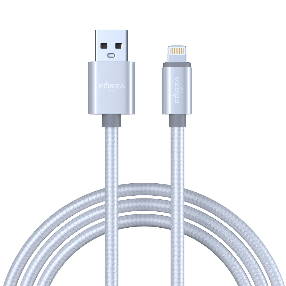 Кабель для зарядки USB(A)-iP FORZA Флоренция, 1.5м, 1.5А, тканевая оплётка, 3 цвета, пакет, арт.№ 916-030