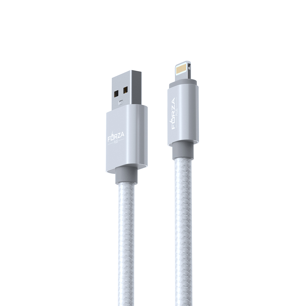 Кабель для зарядки USB(A)-iP FORZA Флоренция, 1.5м, 1.5А, тканевая оплётка, 3 цвета, пакет, арт.№ 916-030