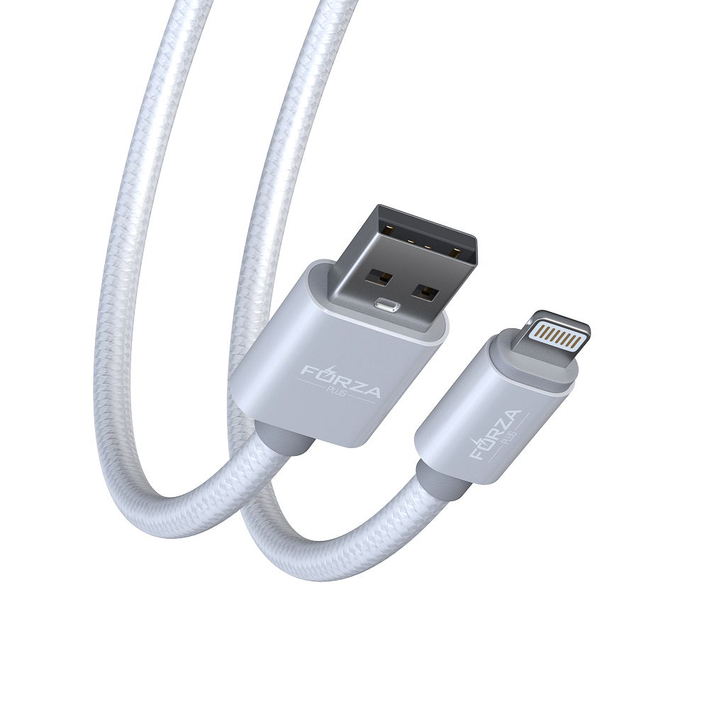 Кабель для зарядки USB(A)-iP FORZA Флоренция, 1.5м, 1.5А, тканевая оплётка, 3 цвета, пакет, арт.№ 916-030