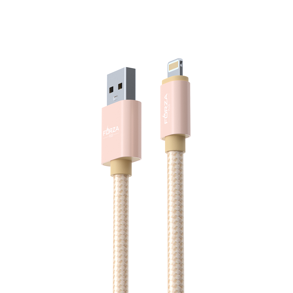 Кабель для зарядки USB(A)-iP FORZA Флоренция, 1.5м, 1.5А, тканевая оплётка, 3 цвета, пакет, арт.№ 916-030