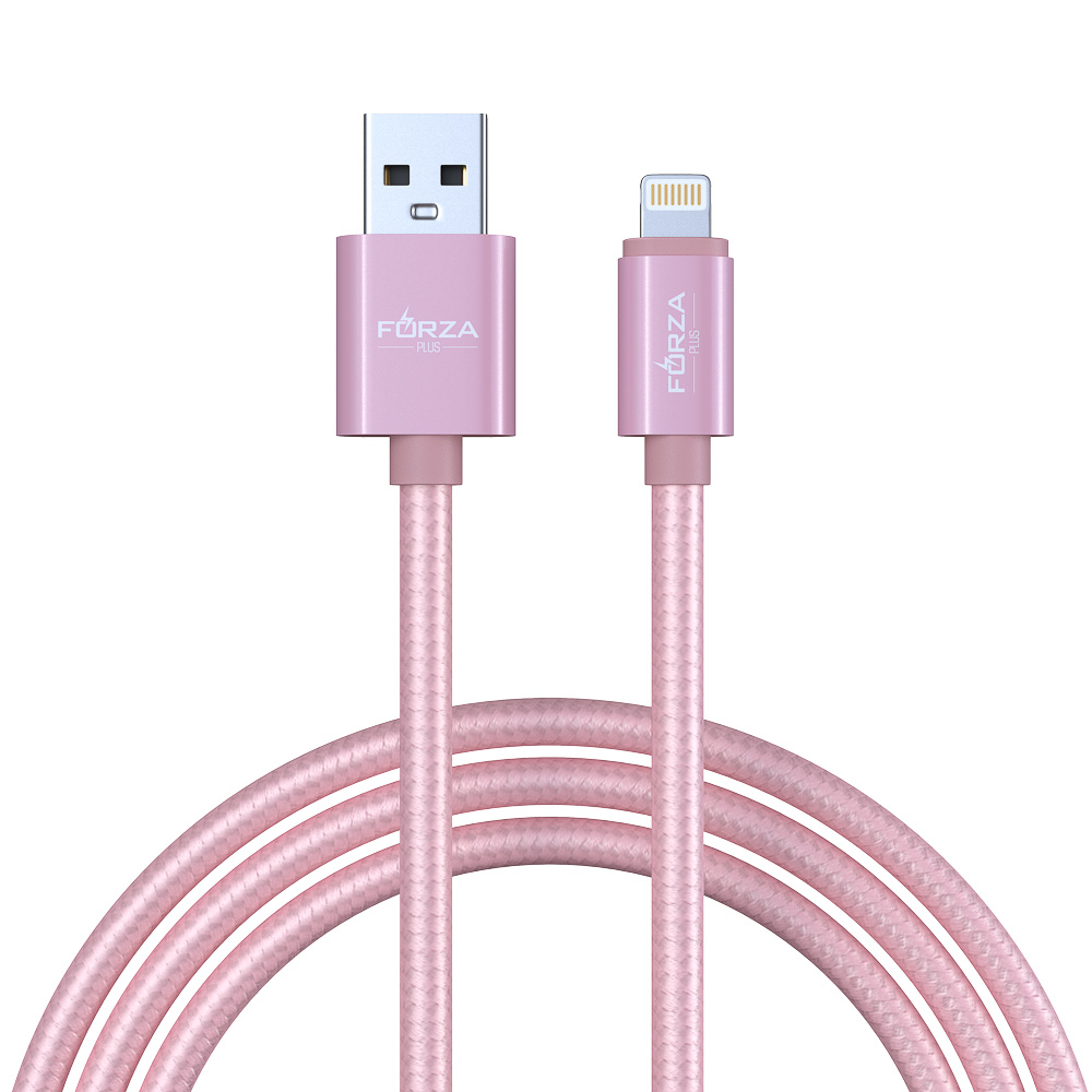 Кабель для зарядки USB(A)-iP FORZA Флоренция, 1.5м, 1.5А, тканевая оплётка, 3 цвета, пакет, арт.№ 916-030