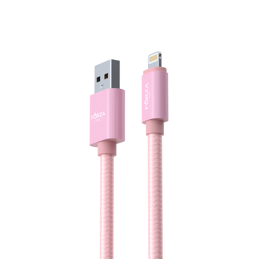 Кабель для зарядки USB(A)-iP FORZA Флоренция, 1.5м, 1.5А, тканевая оплётка, 3 цвета, пакет, арт.№ 916-030
