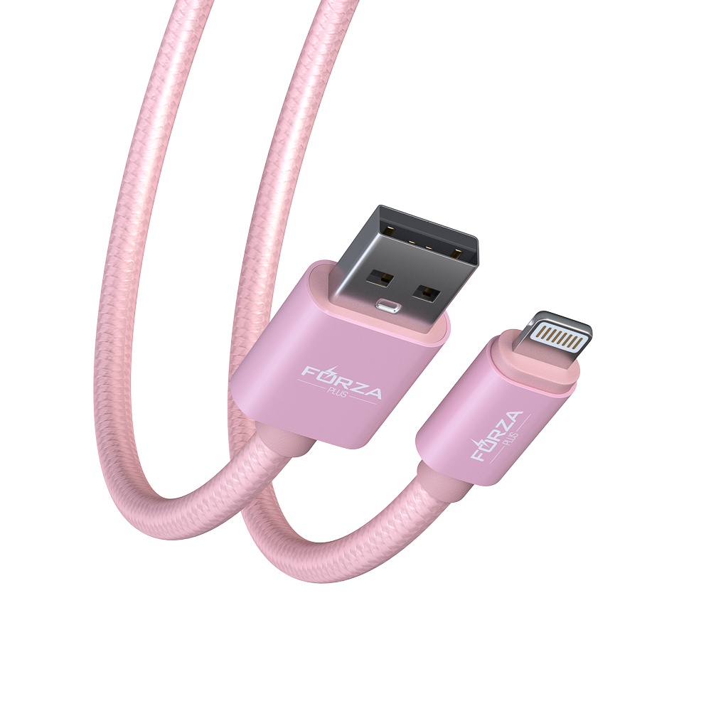 Кабель для зарядки USB(A)-iP FORZA Флоренция, 1.5м, 1.5А, тканевая оплётка, 3 цвета, пакет, арт.№ 916-030