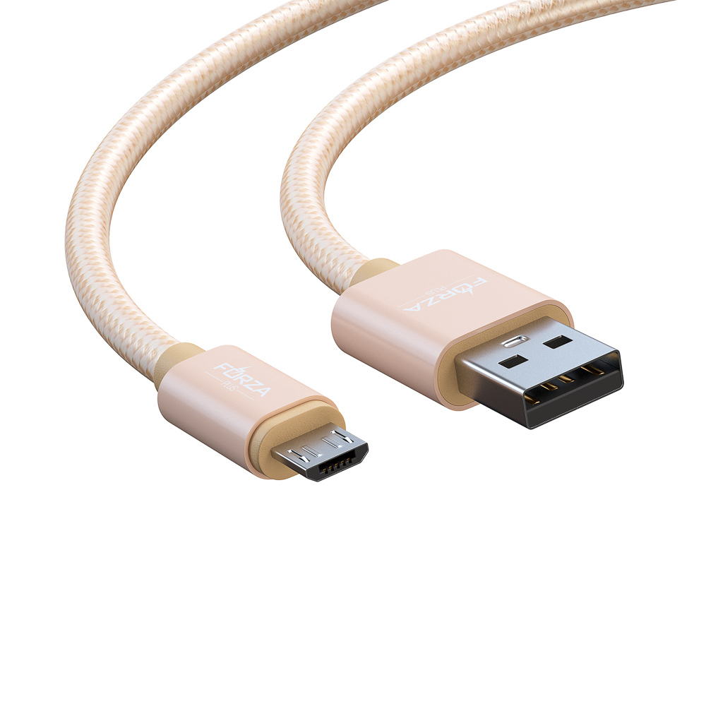 Кабель для зарядки USB(A)-microUSB FORZA Флоренция, 1.5м, 1.5А, тканевая оплётка, 3 цвета, пакет, арт.№ 916-031